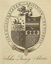Bookplate of John Quincy Adams, circa 1830 Source: