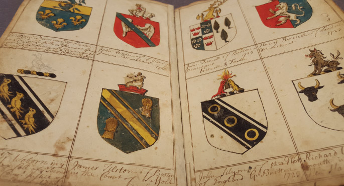 Colorful arms displayed in a book